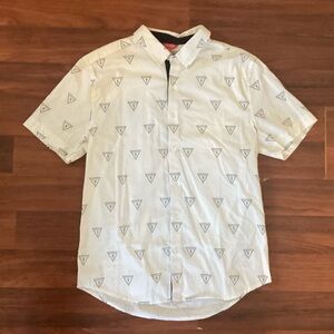 Guess Los Angeles Mens Shirt Short Sleeve Button Down collared White Size Medium